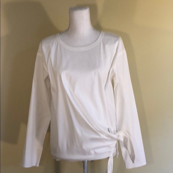 Theory White Tie Front Long Sleeve Top Size Small ASO Lucy Chen in “The Rookie” - Picture 3 of 10